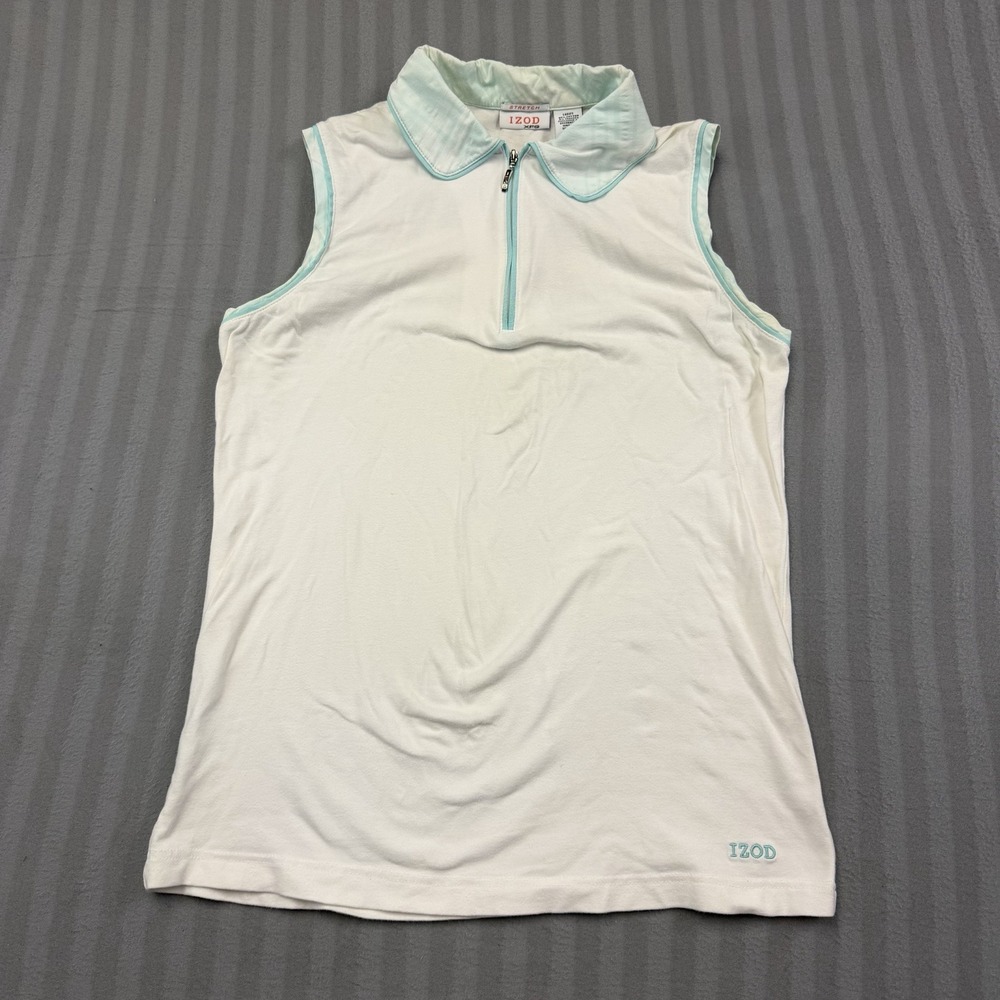 IZOD XFG White Green Stretch Golf Polo Women's Size Small